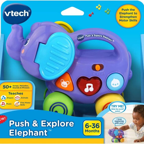 Brand New🐘 VTech Push & Explore Elephant (English Version) 🎶3-36 months - Picture 1 of 11